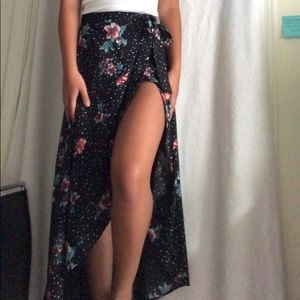 Floral floor length wrap skirt